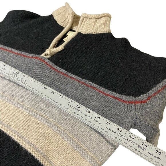 THE TERRITORY AHEAD Sweater Mens Medium‎ Striped Lambs Wool Blend 1/4 zip - Picture 2 of 8